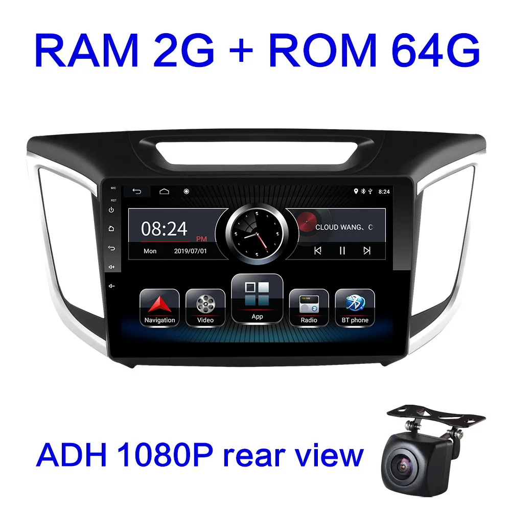 2G ram android 8,1 для hyundai ix25 creta 2Din Android автомобильный dvd gps мультимедийный плеер Радио Видео Аудио - Цвет: C-CAM