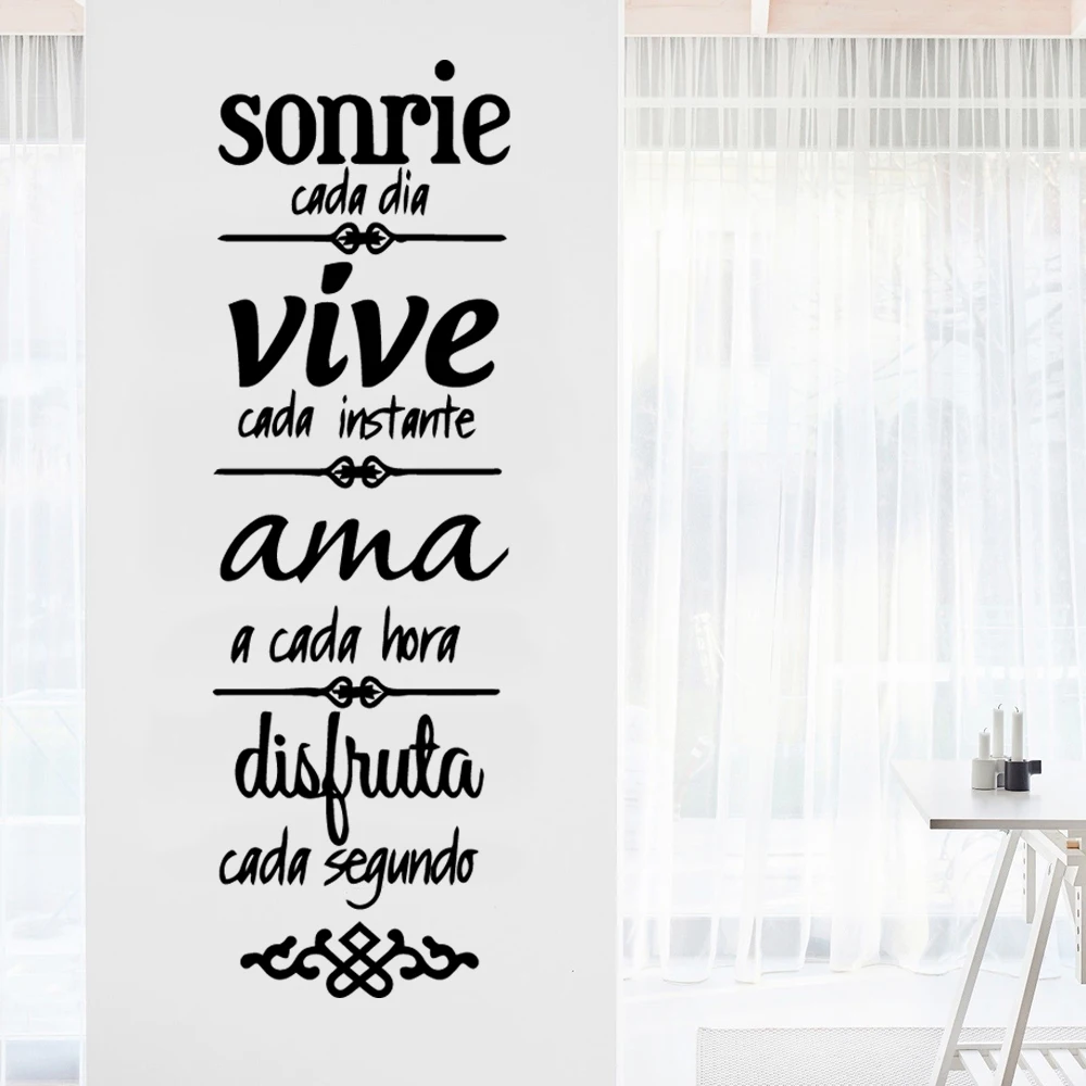 Drop Shipping spanish quotes sonrie Home Decor Modern Acrylic Decoration For Kids Rooms Removable Wall Decals | Дом и сад