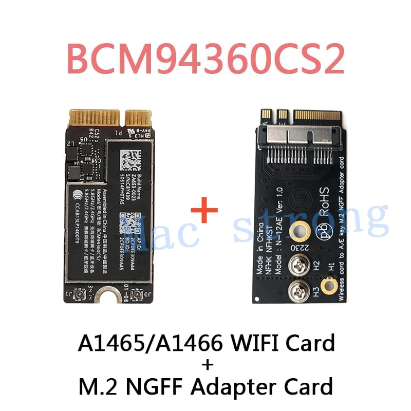 WIFI card NGFF M.2 Протестированная BCM94360CS2 A1466 wifi карта для Macbook Air 1" A1465 wifi Беспроводная Bluetooth BT 4,0 аэропорт 802.11ac NGFF M.2 карта MD711 - Цвет: WIFI card NGFF M.2