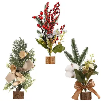 

3pcs Mini Christmas Tree Adornment Beautiful Lifelike Scene Layout Prop Christmas Decor for Home Shop