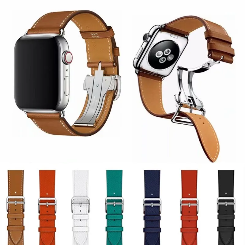41mm 45mm Leather Loop for iWatch 42mm 38mm For Apple Watch Band SE7 6 5 4 3 2 1 Single Tour Deployment Buckle Strap 40mm 44mm | Наручные