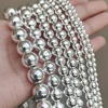 Natural Stone Silver Plated Hematite Round Loose Beads  for Jewelry Making Diy Jewelry 15