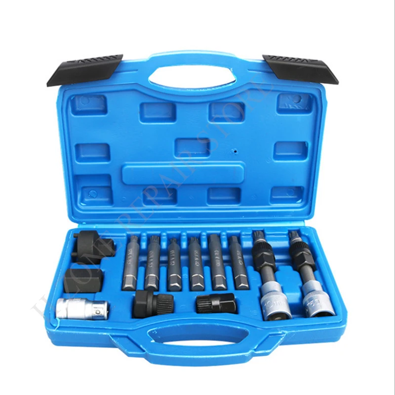 

13Pcs car generator belt pulley disassembly and assembly wrench tool is suitable for Volkswagen Audi A6 Volvo BMW pulley remover