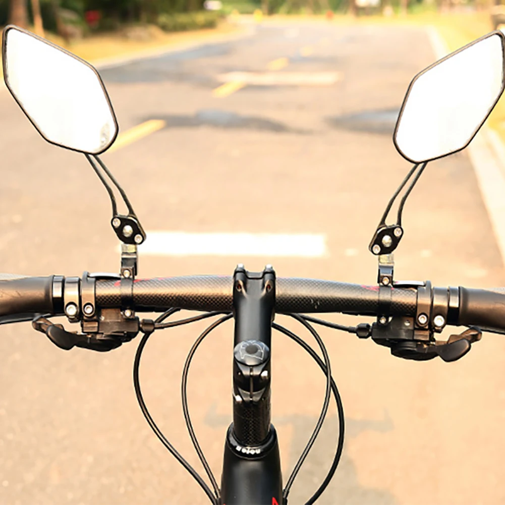 2 шт., Велосипедное Зеркало заднего вида, дорожный велосипед, прозрачная ручка, крепление, аксессуары для велоспорта, алюминиевый сплав, вид сзади, широкий диапазон с гаечным ключом