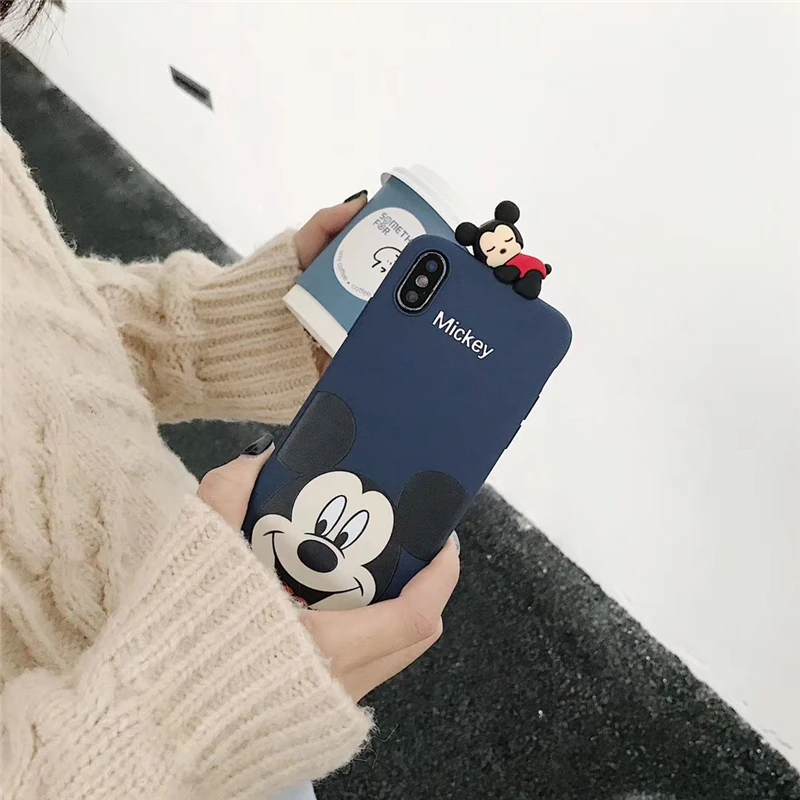 Mickey Toy Чехол с единорогом для iPhone 7 Minnie Puppy Dog, мягкий силиконовый 3D игрушечный чехол для iPhone 6 6s 7 8 Plus X XR XS 11 Pro Max Coque Funda - Цвет: Mickey Toy
