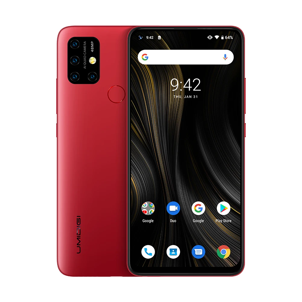 Red UMIDIGI power 3 Android 10 48MP Quad AI камера 6150 мАч 6,5" FHD+ 4 Гб 64 Гб Helio P60 глобальная версия смартфон NFC предпродажа - Цвет: Red
