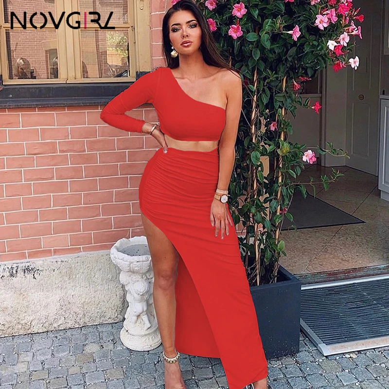Novgirl сексуальный комплект из двух частей длинное платье для женщин 2019 на одно