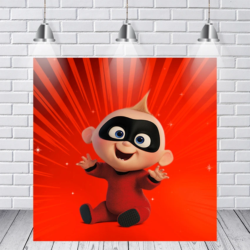 

Incredibles Red Rainbow Baby Jack Custom Photo Studio Seamless Background Backdrop Vinyl Photo Background for Birthday Party