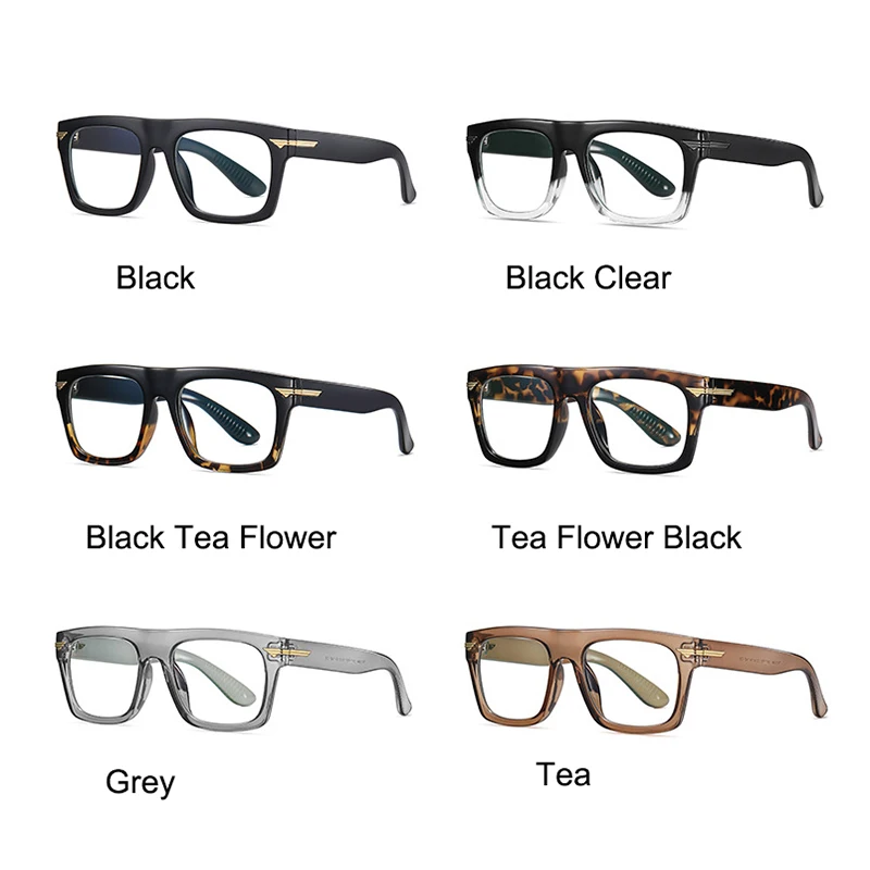 Black Finished Myopia Glasses Men Women Transparent Eyeglasses Frame Retro Oversized Square Shortsighted Eyewear Anti Blue Rays 4