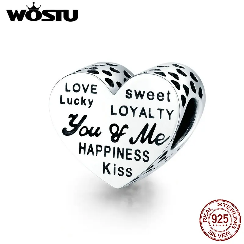 

WOSTU 2020 Real 925 Sterling Silver Love Heart Charm Elegance Clip With Crystal Beads Fit Bracelets Women Diy Jewelry