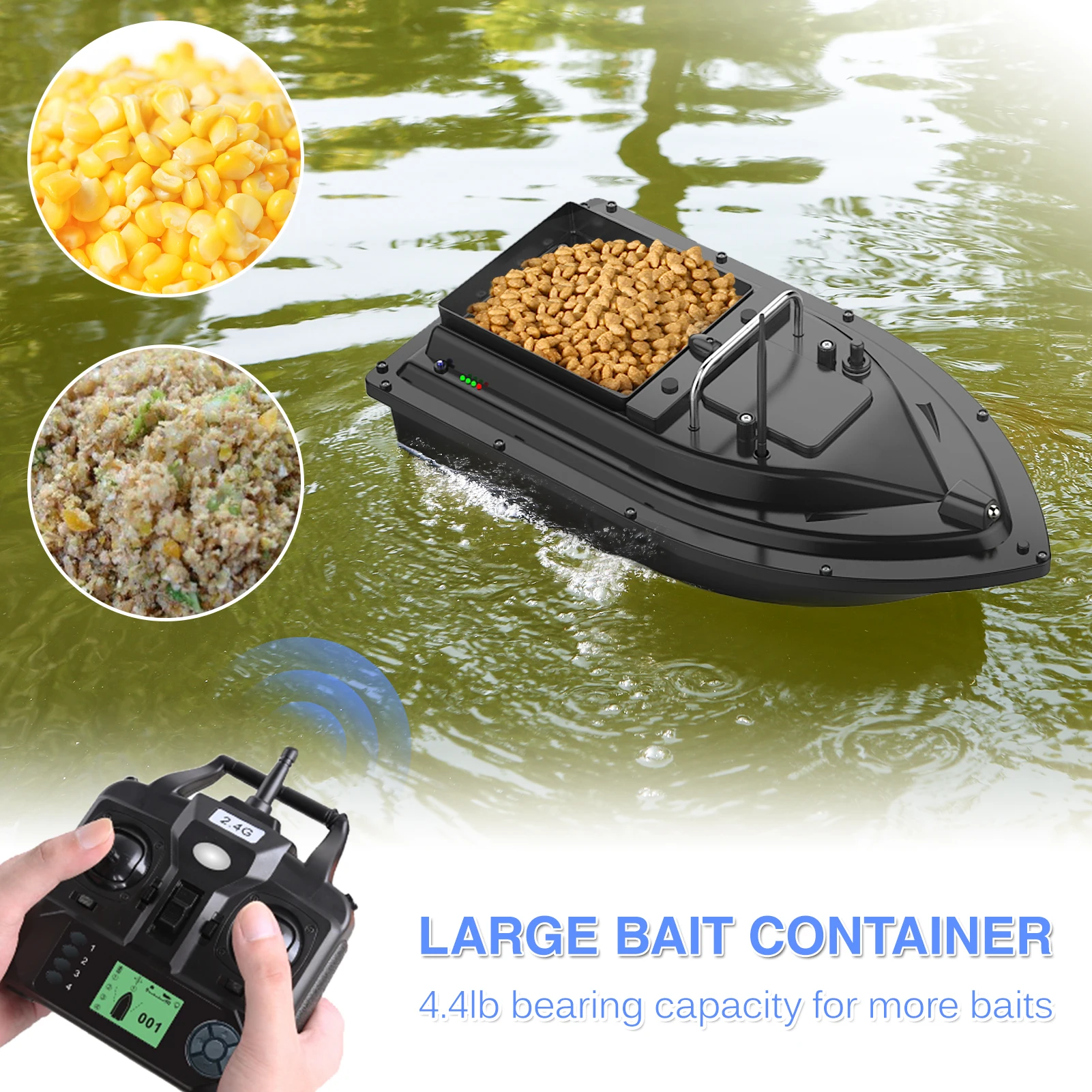 RC Fishing Bait Boat with Bag GPS Auto Return 2KG Load Bin 500M Distance Night Light 12000mah 6 Hours RC Ship Toy 4