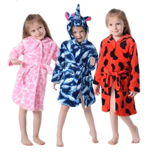 Kuguurumi/купальные халаты с капюшоном для мальчиков и девочек; детский халат с рисунком единорога; детский халат; Пижама; ночная рубашка; детская одежда для сна