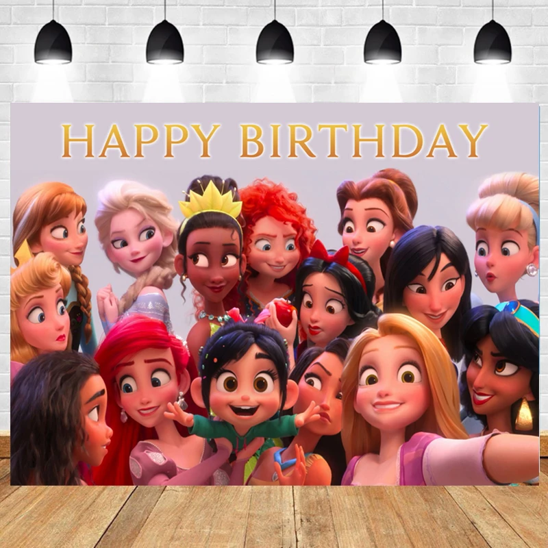 ディズニープリンセスの写真の背景 カスタマイズ可能なビニール撮影の背景 出生前のパーティーの装飾 風船 アクセサリー Aliexpress