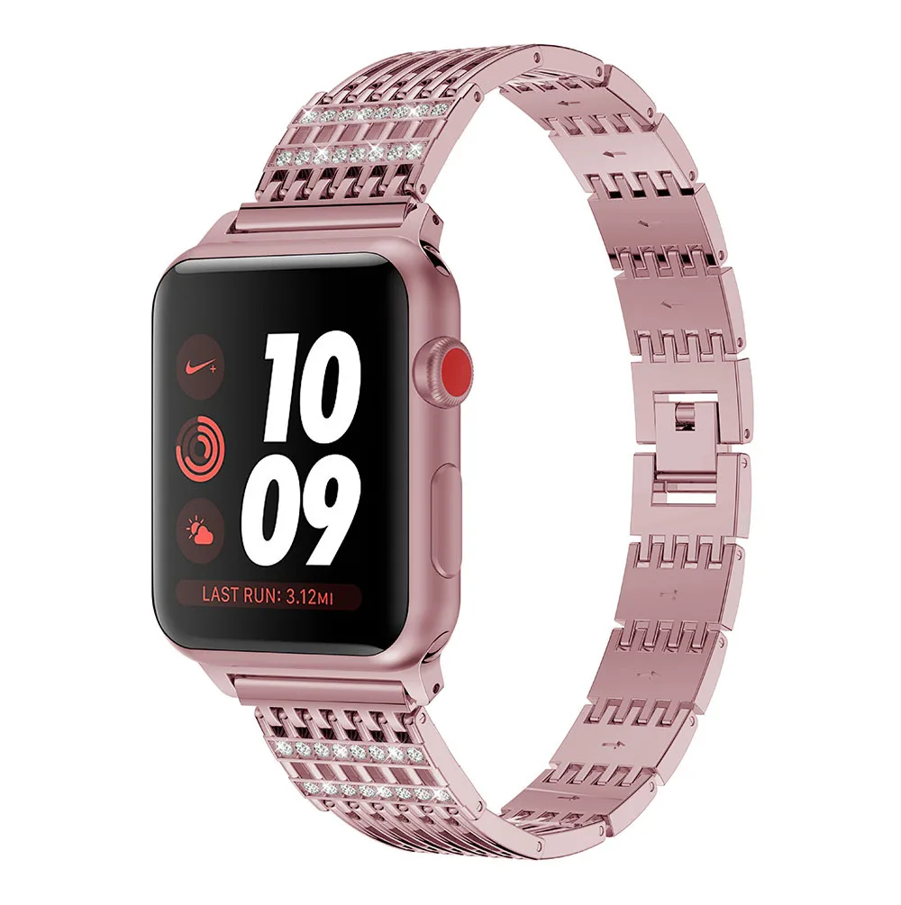 Женский бриллиантовый ремешок для IWatch серии 4 3 2 1 браслет из нержавеющей стали ремешок для Apple Watch ремешок 40 мм 44 мм 38 мм 42 мм