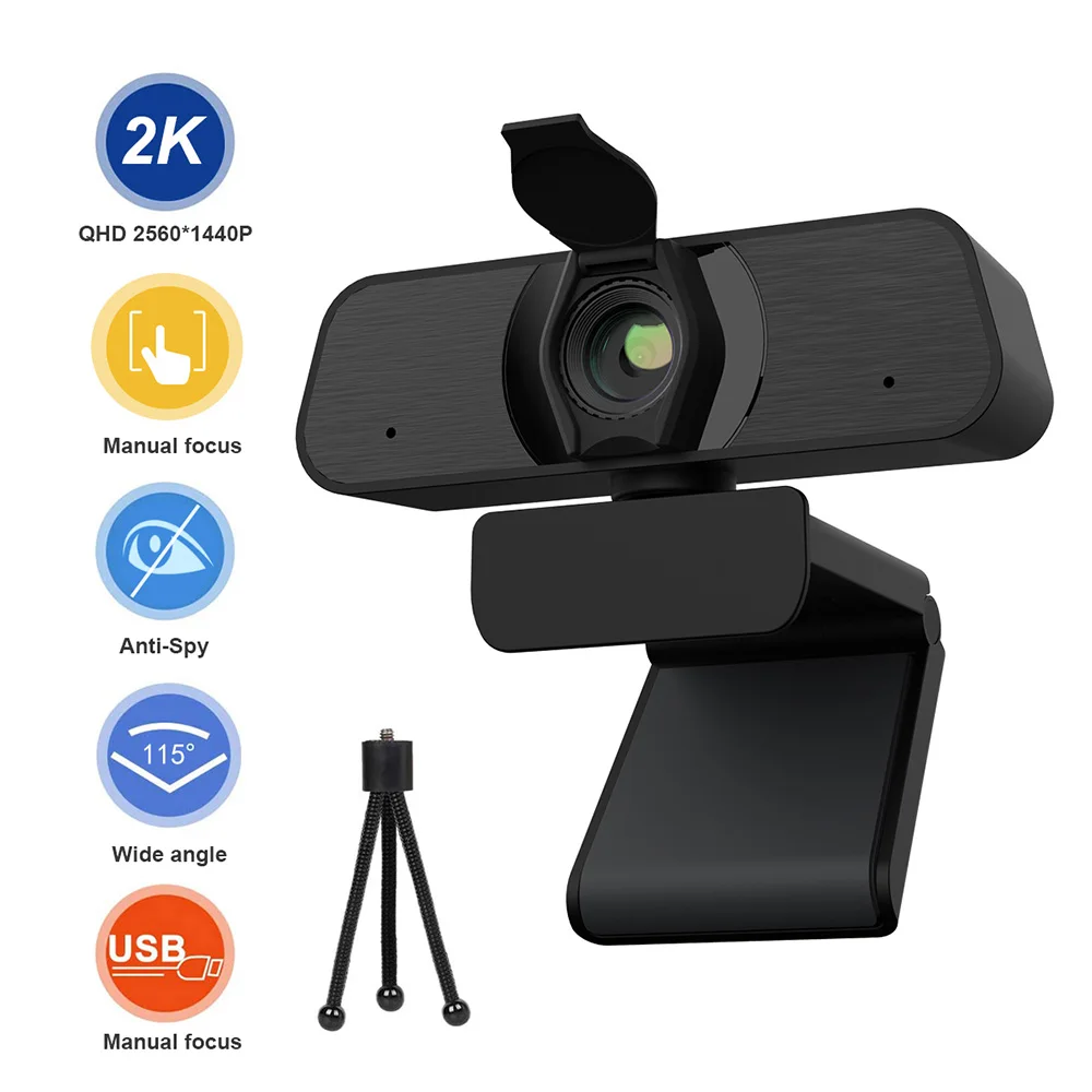 

Full HD Video Webcam 1080P Camera USB Webcam Focus Night Vision Computer Web Camera with Microphones Privacy Cover Tripod