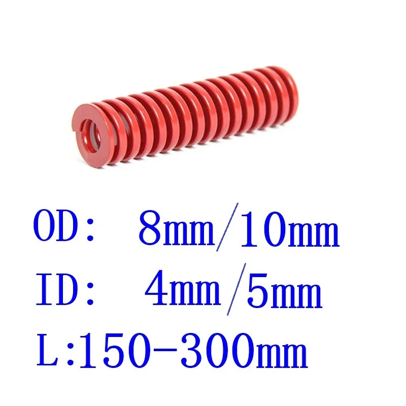 Hot Sale 1Pcs Od 8/10mm Id 4/5mm Length 150-300mm Red spring(medium load) Spiral Stamping Compression Die Spring Helical
