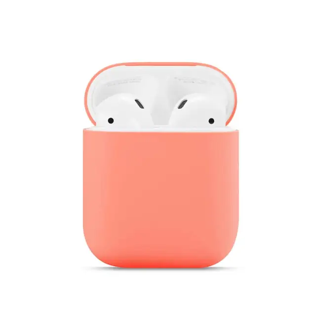 For Airpods 1/2 Soft Silicone Earphone Cover Air Pods Case Earpods Accessories Headset Protective Sleeve Apple Airpods 2 Case apricot peach