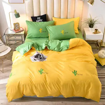 

Bedding Set Queen Size Green Leaf Bed Linen Sets Double Sheet Bed Bed Bedclothes Pillowcase Single Set Bed Cover