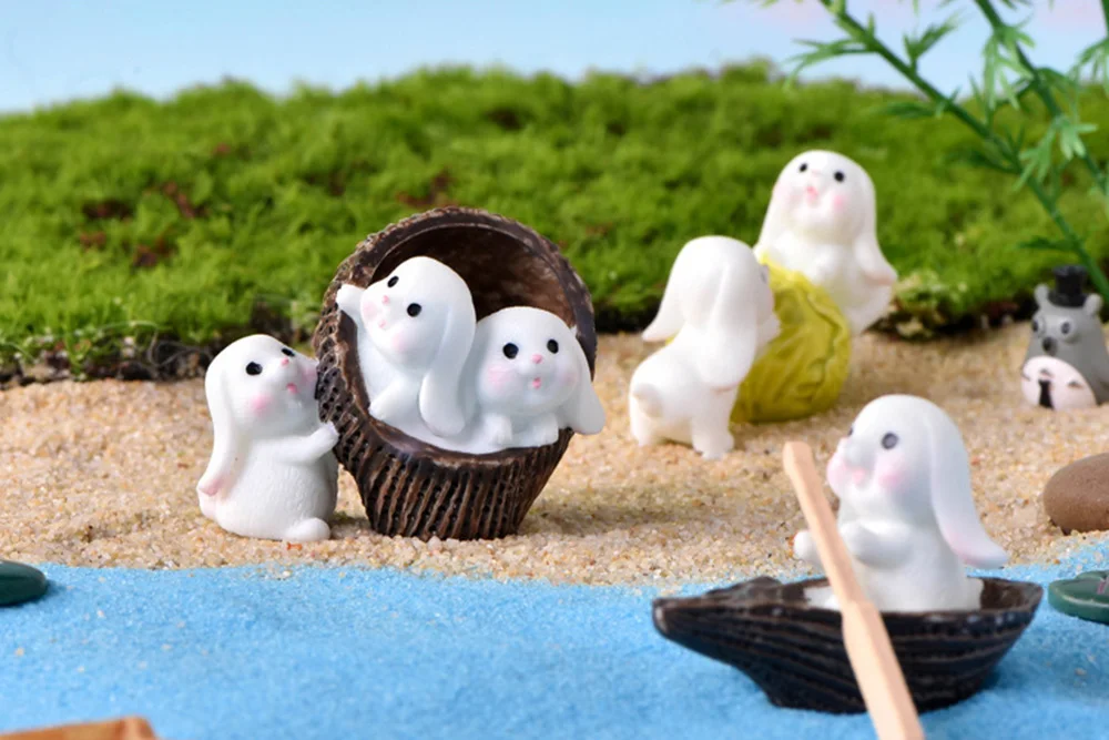 Kawaii Kaninchen Miniatur Dekoration Nette Zubehör Desktop Garten Dekoration für Home Ostern dekoration – Detail 2
