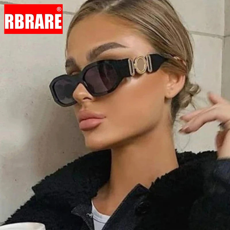 RBRARE Rectangle Small Frame Sunglasses Women 2021 Luxury Brand Designer Retro Gradient Sun Glasses Men Pink Shades for Women white sunglasses women