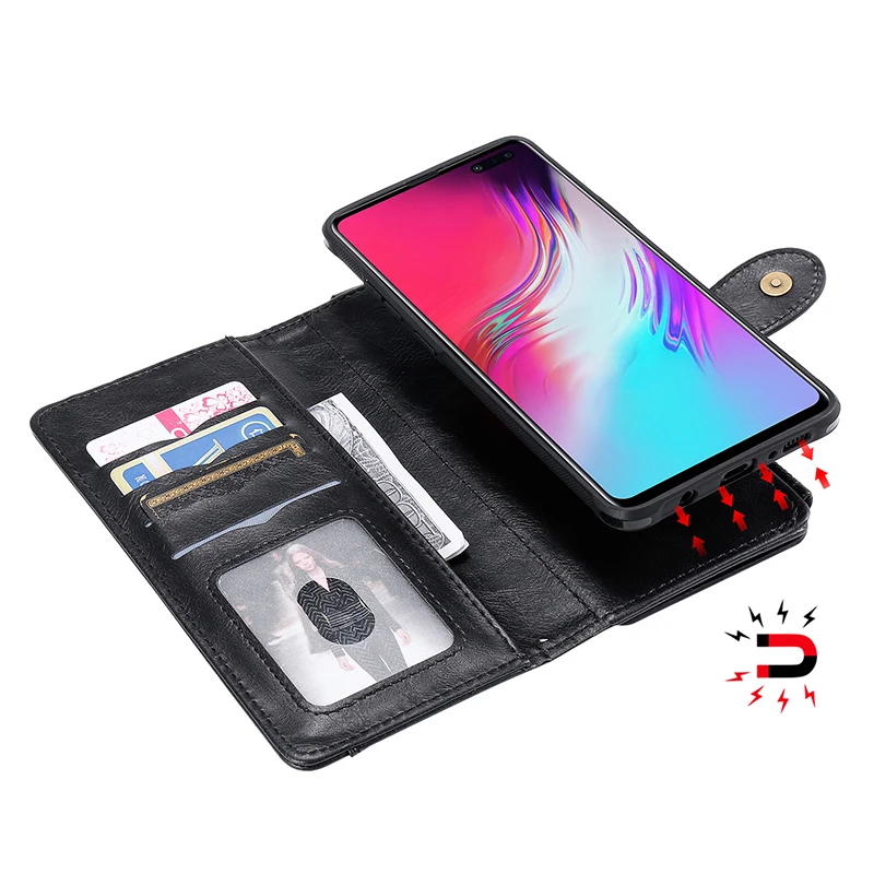 11 держатель для карт на молнии флип чехол-бумажник для samsung S10 Plus S9 S8 Plus S10E Note 10 Pro Кожаный чехол для телефона s Магнитная задняя крышка