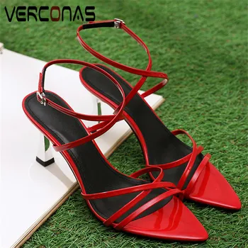 

VERCONAS 2020 Fashion Woman Sandals Woman Pumps Classic Design Ankle Strap Casual Shoe Pointed Toe Thin High Heeled Shoes Woman