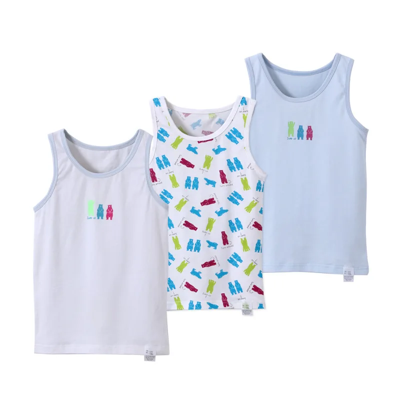 Детский жилет; летняя хлопковая футболка без рукавов для мальчиков в трех упаковках; топы для малышей; футболка с рисунком «дангари»; хлопковый жилет для больших мальчиков