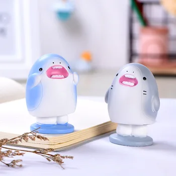 

Cartoon Cute Sea Life Shark Models Anime Figure Shaking Head Car Decoration Desktop Potted Assembly Materials Figma Gifts Dolls