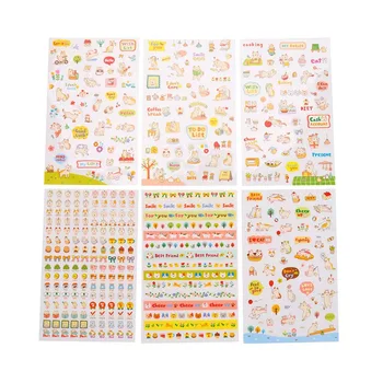 

6 Pcs/Set Cute Cartoon Cats Flowers Animals Sticker Cartoon Stickers Diary Sticker Scrapbook Decorative Stationery Stickers