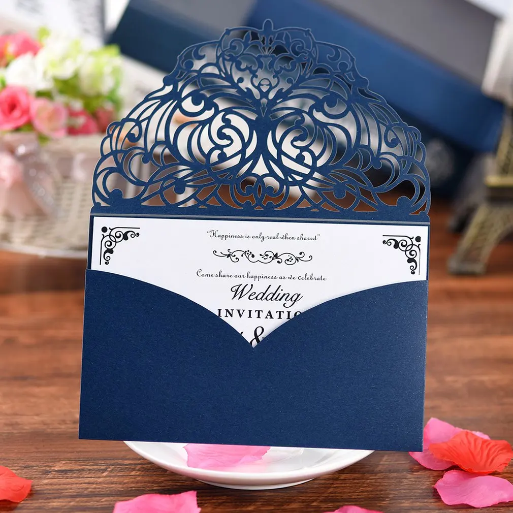  20pcs Laser Cut Hollow Wedding Invitations Card Kit with D121 Inner Papers for Wedding Birthday Par - 4.0005E+12