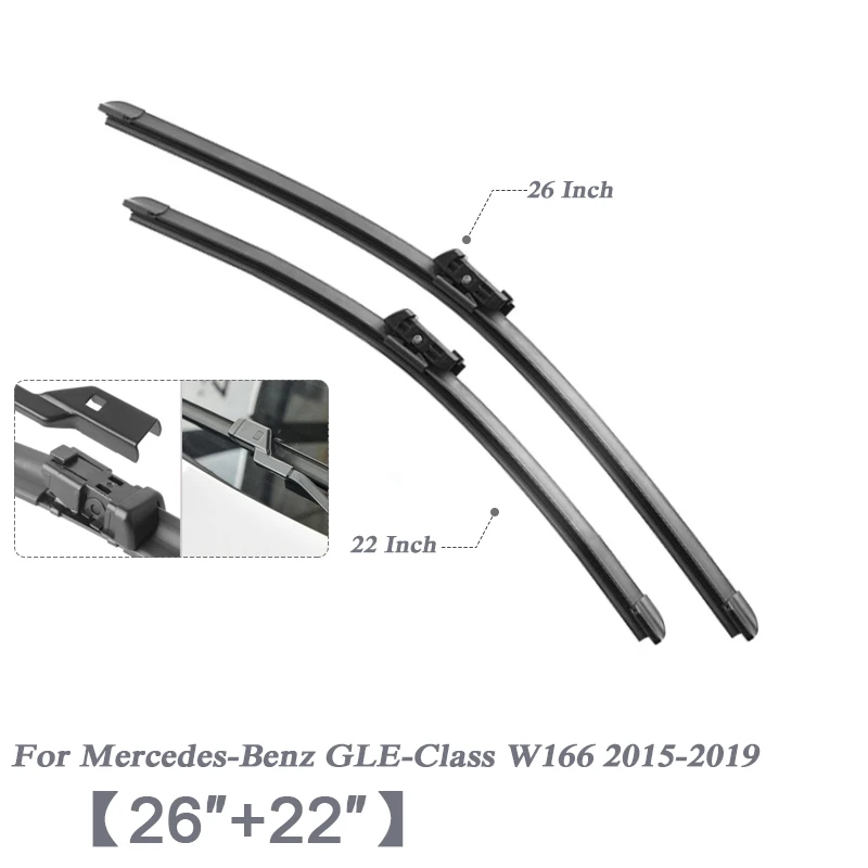 For GLE-Class 15-19 2" 26" Автомобильный Стайлинг U бескаркасные Bracketless резиновые лезвия очистителей лобового стекла автомобиля для Mercedes Benz GLE-Class GLC GLK G M GLS-Class - Цвет: For GLE-Class 15-19