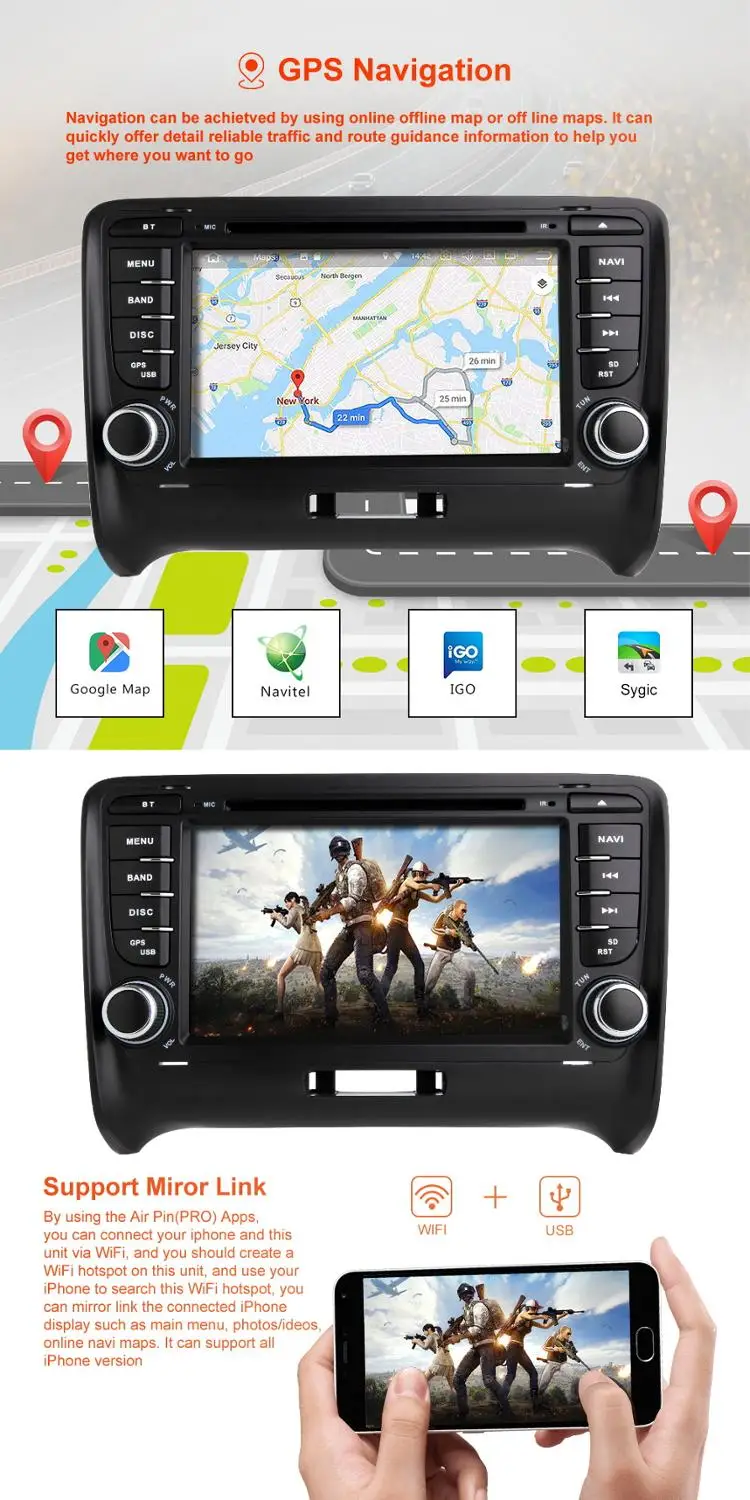  ZLTOOPAI Android 10 Car DVD Player GPS Auto Stereo For AUDI TT MK2 Radio Car Player DVR SWC DSP WIF