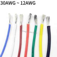 1M/5M Super Macia da Borracha de Silicone Wire 30AWG 28AWG 26AWG 24AWG 22AWG 20AWG 18AWG 16AWG 15AWG 14AWG Flexbile Iluminação Cabo de Cobre