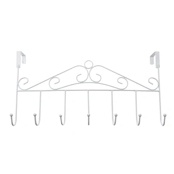 

7 Hanger White Towel Hat Coat Clothes Wall Hook Over Door Bathroom