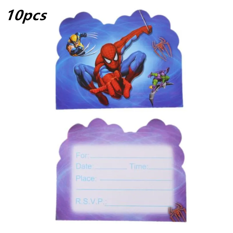 10pc invitation card LISM, 1 шт., 3 уровня, супер герой, Человек-паук, кекс, держатель, торт, стенд, держатель, кексы, тема, вечерние, для детей, для мальчиков и девочек, украшение на день рождения - Цвет: 10pc invitation card