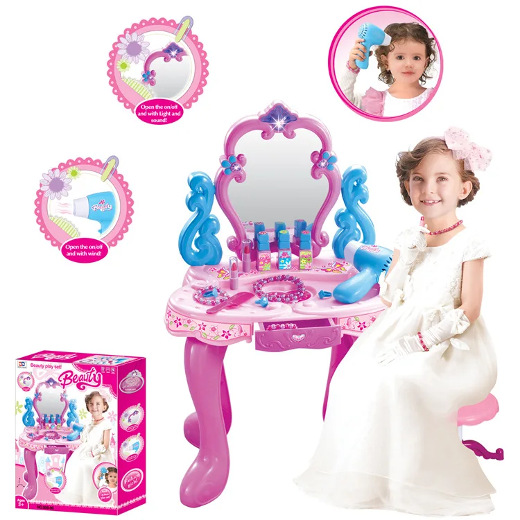 

Xiong cheng Play House Toys Light Music Dresser Set Projection Cosmetic Box Dresser