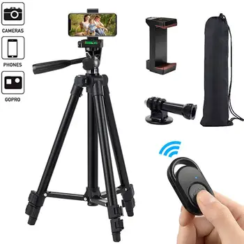 

Phone Tripod 50-inch/125cm Lightweight Tripod Stand with Phone Holder & Remote, Tripod for iPhone/GOPRO/Camera
