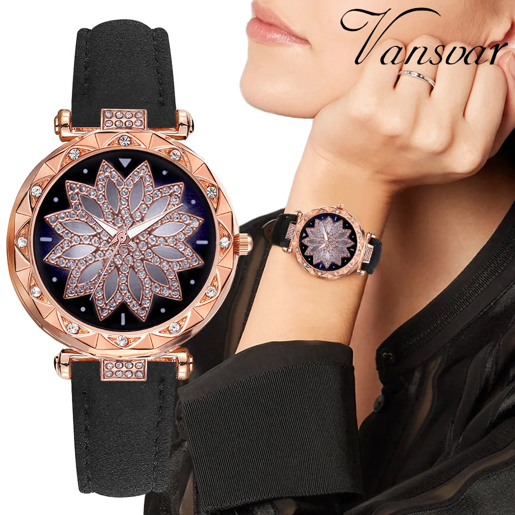 

Luxury Women's Watches Leather Strap Starry Sky Ladies Watch Quartz Wristwatch Dress Women Watch Clock Gift Relogio Feminino #W