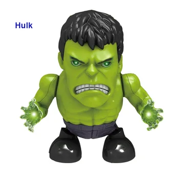 

Hulking Dancing Hero With LED light Sounds Spiderman Figures Electric Robot Iron Man Thor Model Marvel Super Hero DIY Baby Toys