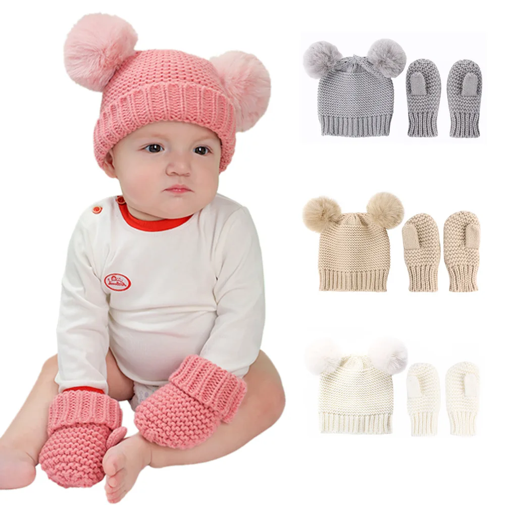 

Baby Boy Hats and Mittens Set Toddler Gloves Warm Winter Hat Baby Girl Newborn Winter Beanie Hat Gloves Set for 0-3 Years