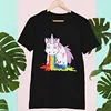 Unicorn T Shirt Rainbow Funny Spoof High Quality 100% Cotton White Black Tops Cartoon T-shirt Gift EU Size ► Photo 2/5