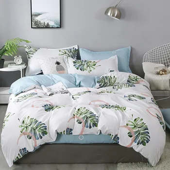 

Thumbedding Monstera Bedding Set Queen Size Fresh Classic White Duvet Cover Nature King Full Twin Single Comfortable Bed Set