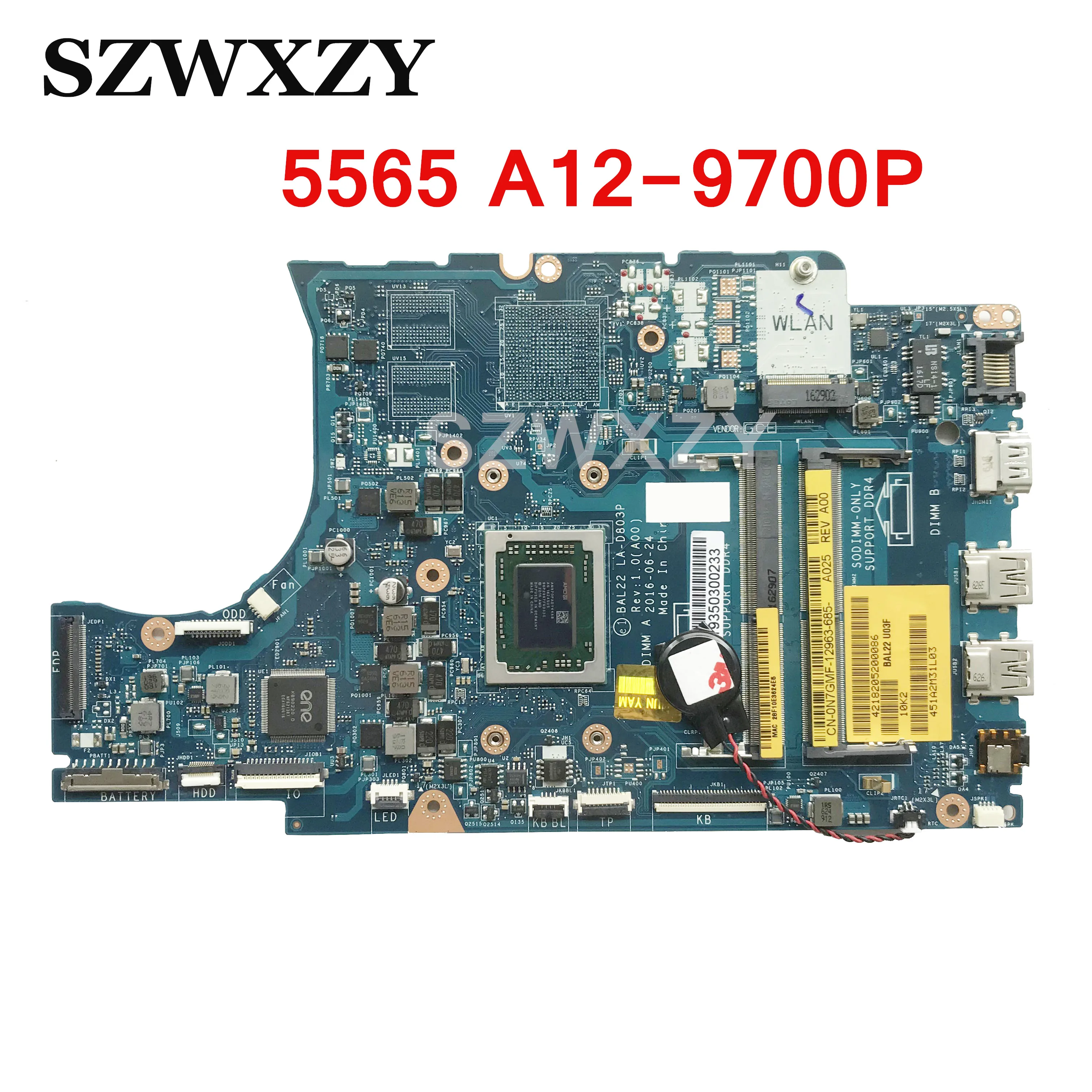 Высокое качество для Dell Inspiron 5565 Материнская плата ноутбука CN-0N7GMF 0N7GMF N7GMF BAL22 LA-D803P