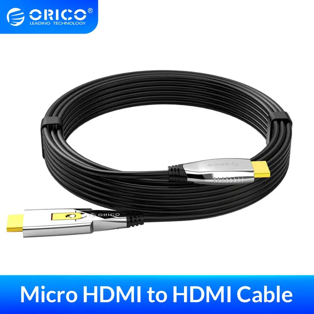 ORICO Micro HDMI Мужской 2 0 кабель 4K 3D видео кабели два в одном волоконно оптический для