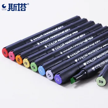 

STA 1Pcs Optional 128 Colors Sketch Markers Alcohol Ink Pen Dual Head Professional Art Markers For Mangs Office School Supplies