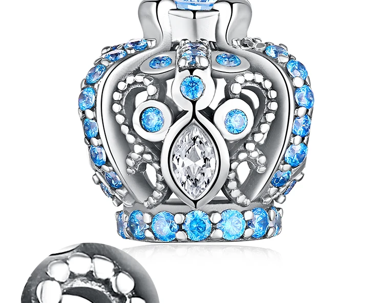 JewelryPalace Винтаж Голубой цирконий подвеска в форме короны Шарм Fit Браслеты модные женские туфли DIY шарики для Браслеты ювелирные изделия