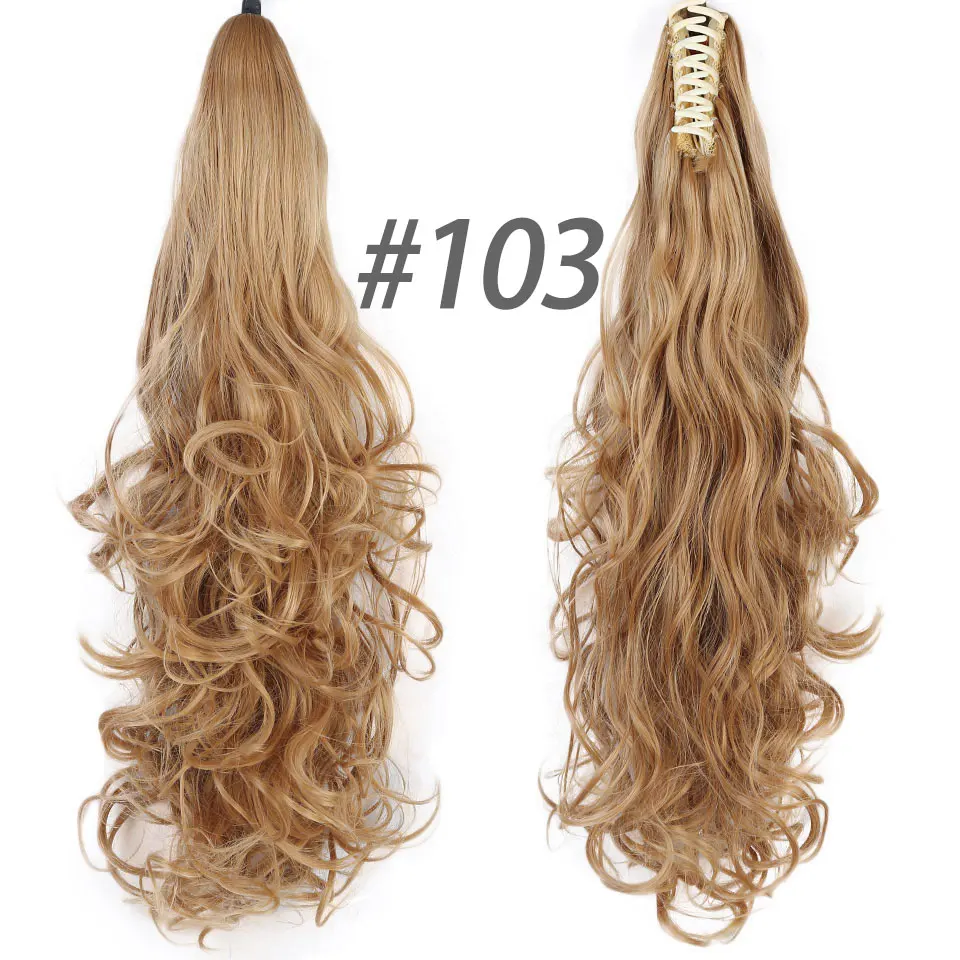 Lupu длинные конский хвост наращивание волос когти 24 дюймов для женщин парик волосы волнистые клип маленький блонд девушка термостойкие - Цвет: 103