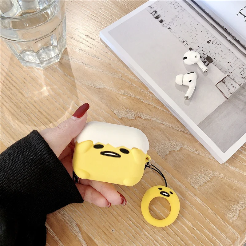 Мягкий силиконовый милый мультяшный стереозвук Lazy Gudetama Airpods защитный чехол с