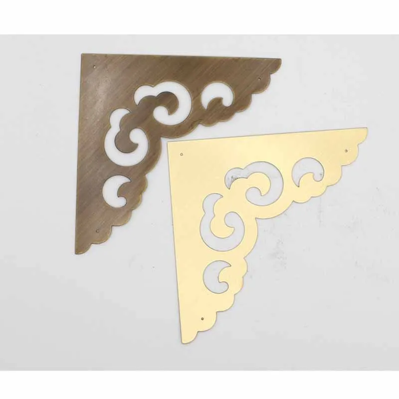 

4pcs Single side 65mm Brass Corner Protector Hollow Flower Pattern Bronze or Copper color Edge Corner Cover Box Table Furniture