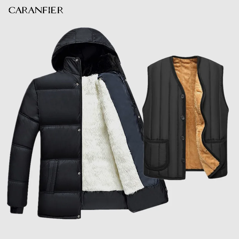 Лидер продаж 2019 модное зимнее пальто с капюшоном CARANFIER Мужская Толстая теплая